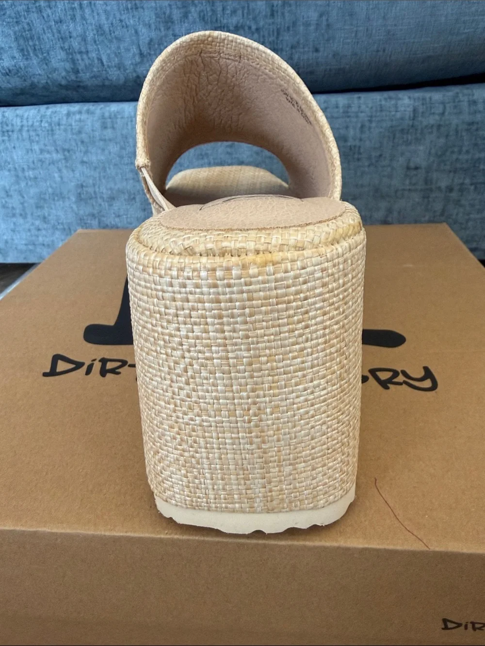 Dirty Laundry Trighton Natural Straw Beige Woven Platform Mule